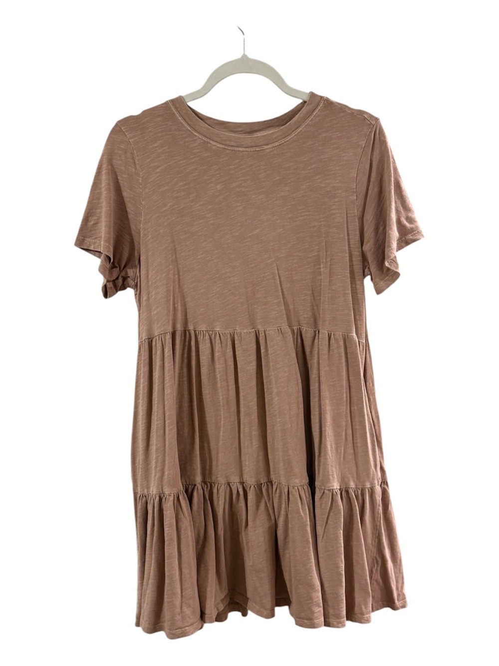 Old Navy Brown Cotton Short Sleeve Tiered Summer Casual Dress Medium